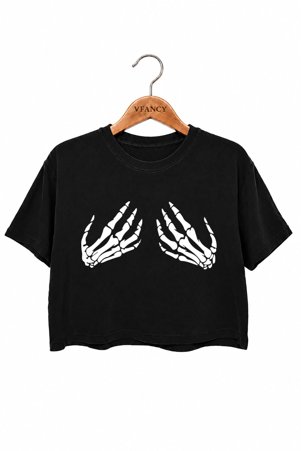 Skeleton hand funny crop top