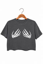 Skeleton hand funny crop top