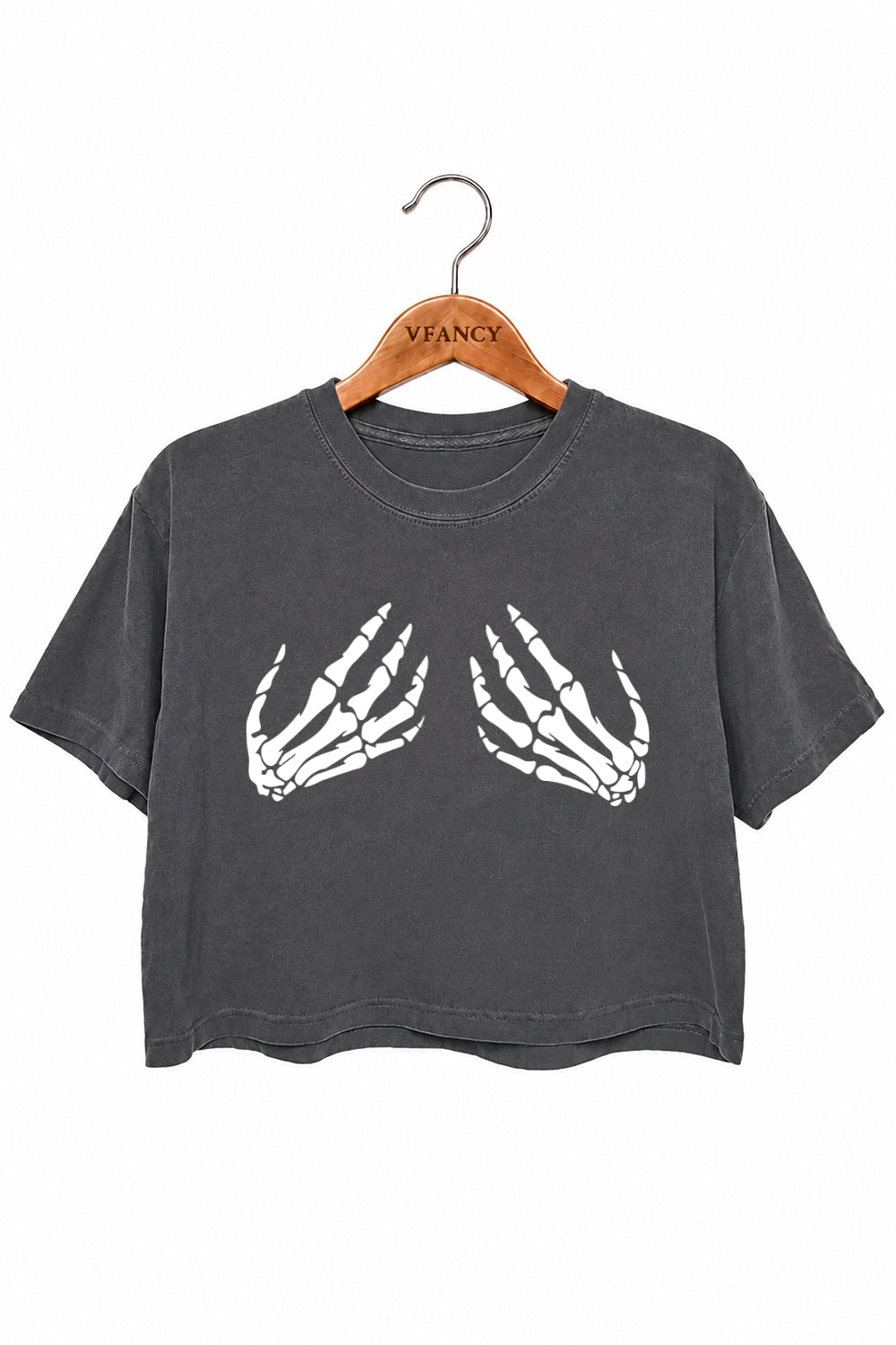 Skeleton hand funny crop top