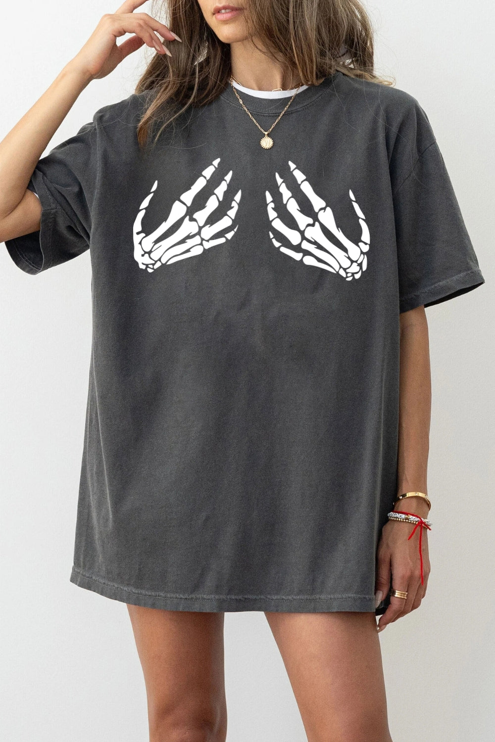 Skeleton hand funny tee