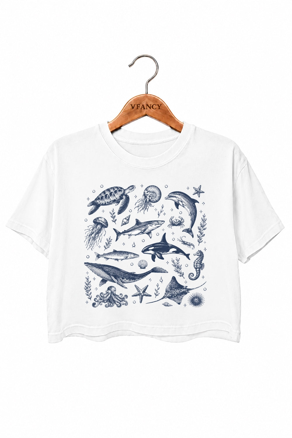 Sketching marine animals crop top
