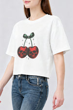 Skull cherry bow crop top