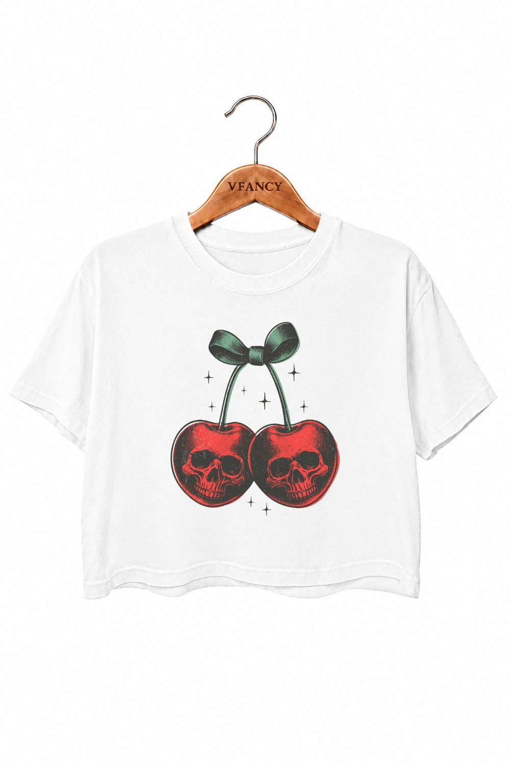 Skull cherry bow crop top