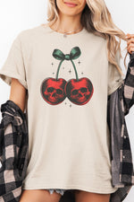 Skull cherry bow tee