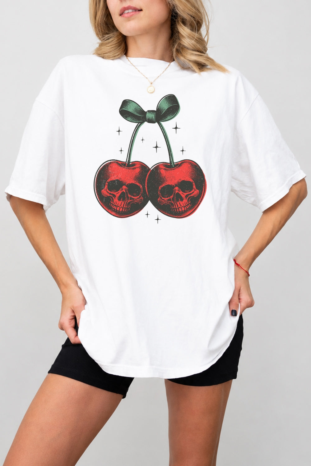 Skull cherry bow tee