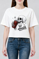 Skull drinking halloween crop top