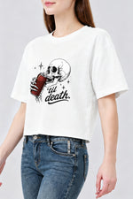 Skull drinking halloween crop top