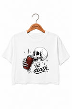 Skull drinking halloween crop top
