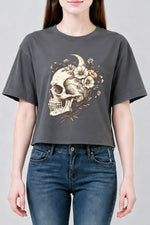 Skull floral halloween crop top