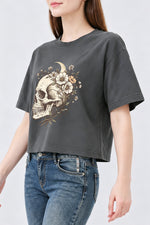 Skull floral halloween crop top