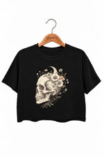 Skull floral halloween crop top