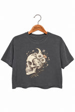 Skull floral halloween crop top