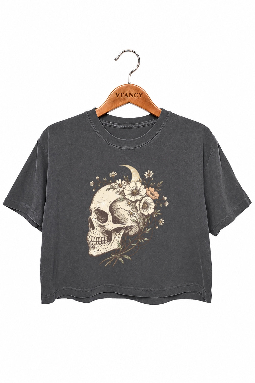 Skull floral halloween crop top
