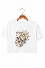 Skull floral halloween crop top