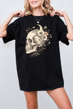 Skull floral halloween tee