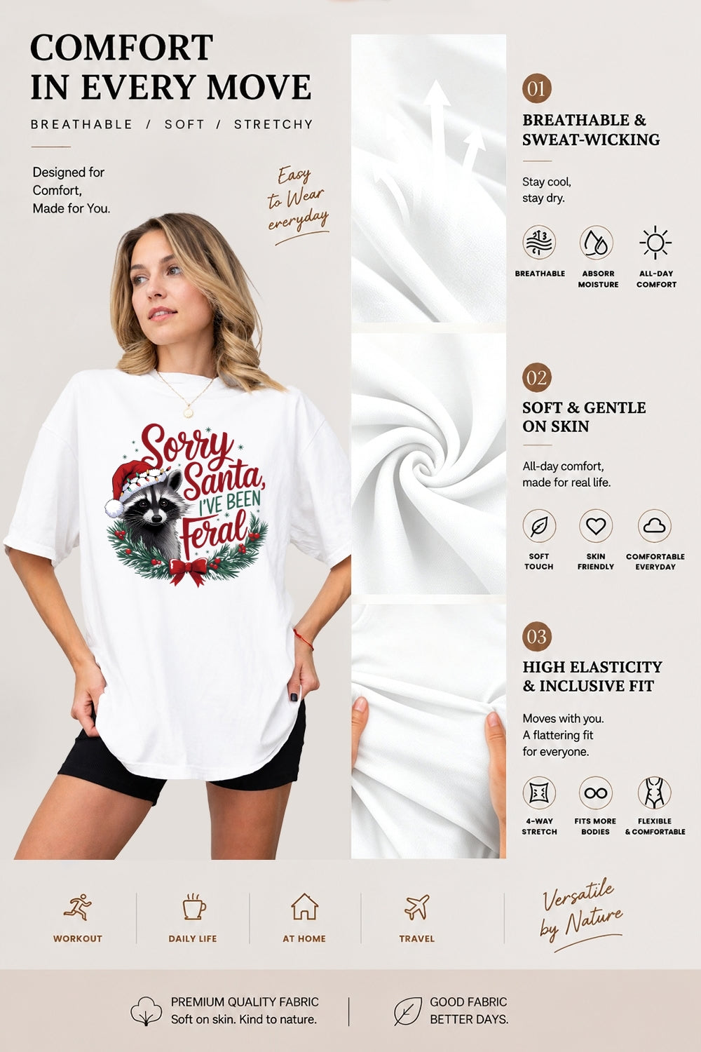 Sorry santa feral raccoon tee