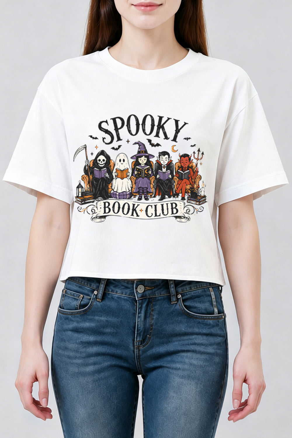 Spooky book club crop top