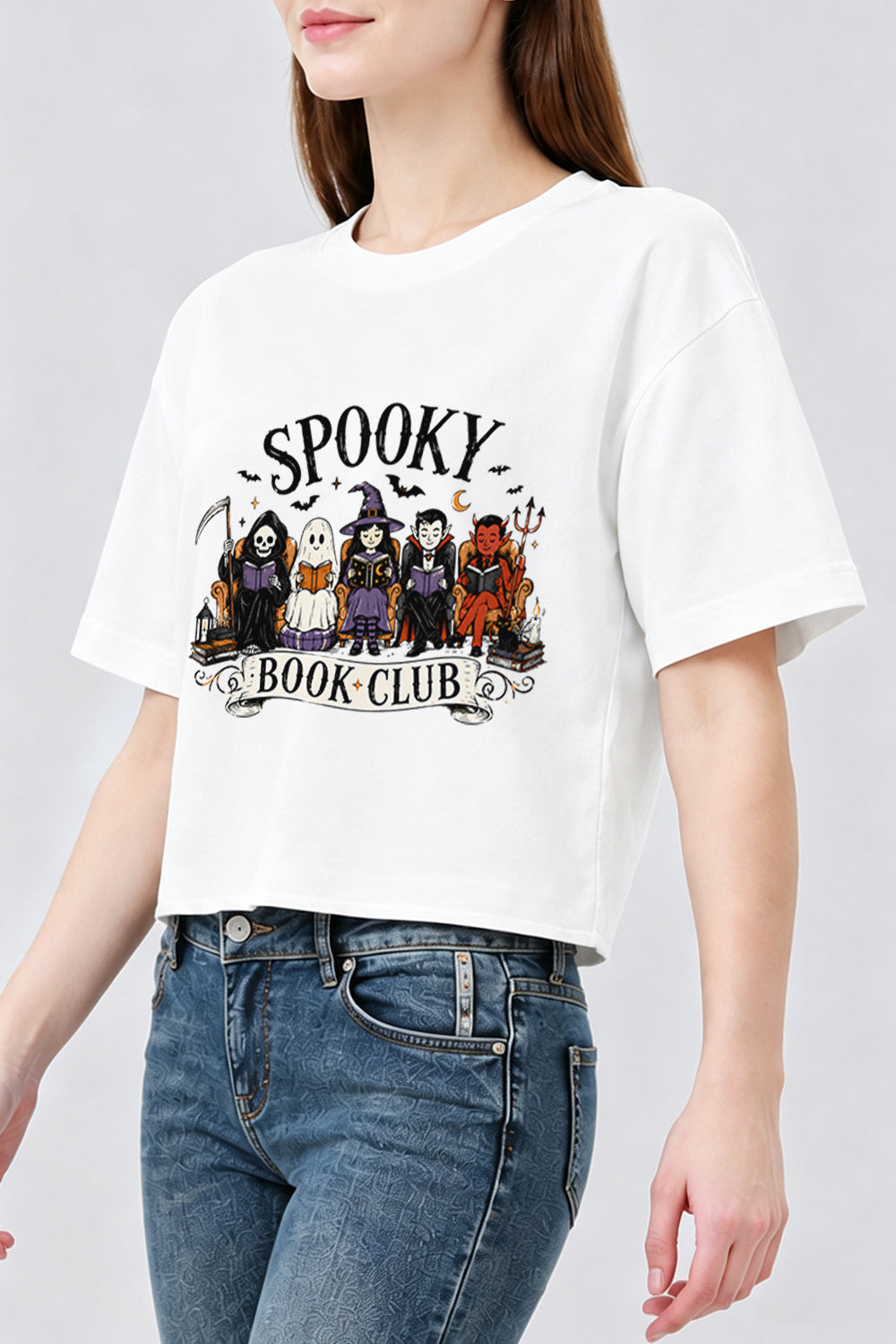 Spooky book club crop top