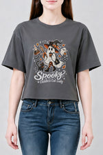 Spooky childless cat lady crop top