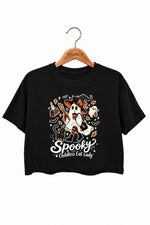 Spooky childless cat lady crop top