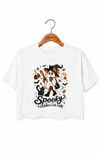 Spooky childless cat lady crop top