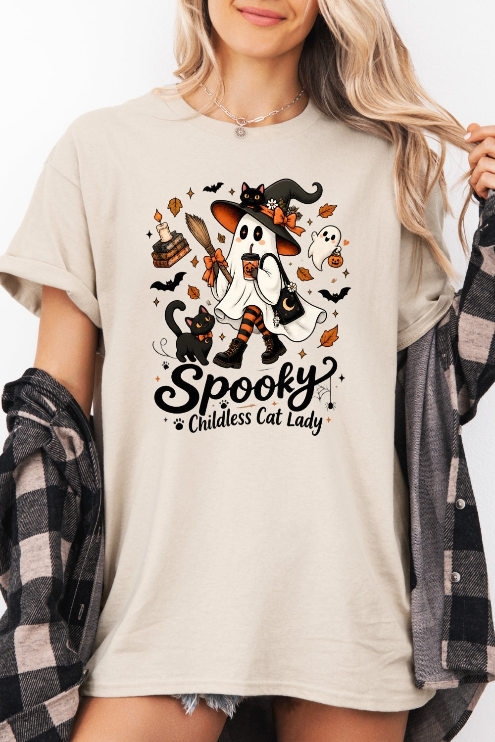 Spooky childless cat lady tee