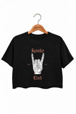 Spooky club rock skeleton crop top