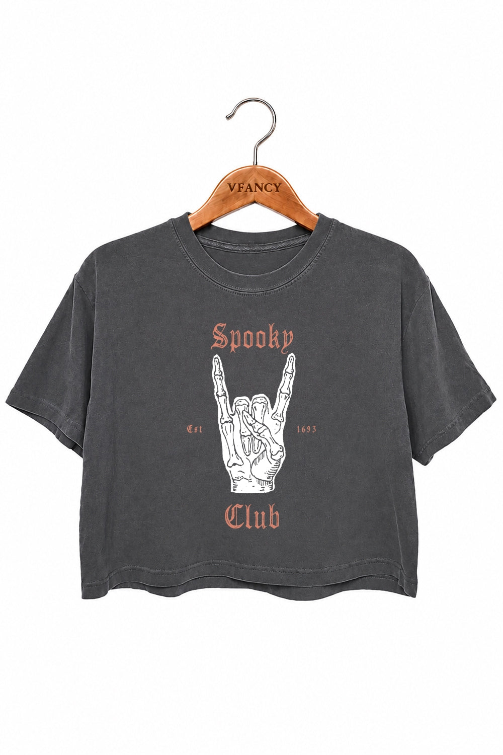 Spooky club rock skeleton crop top