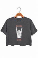 Spooky club rock skeleton crop top
