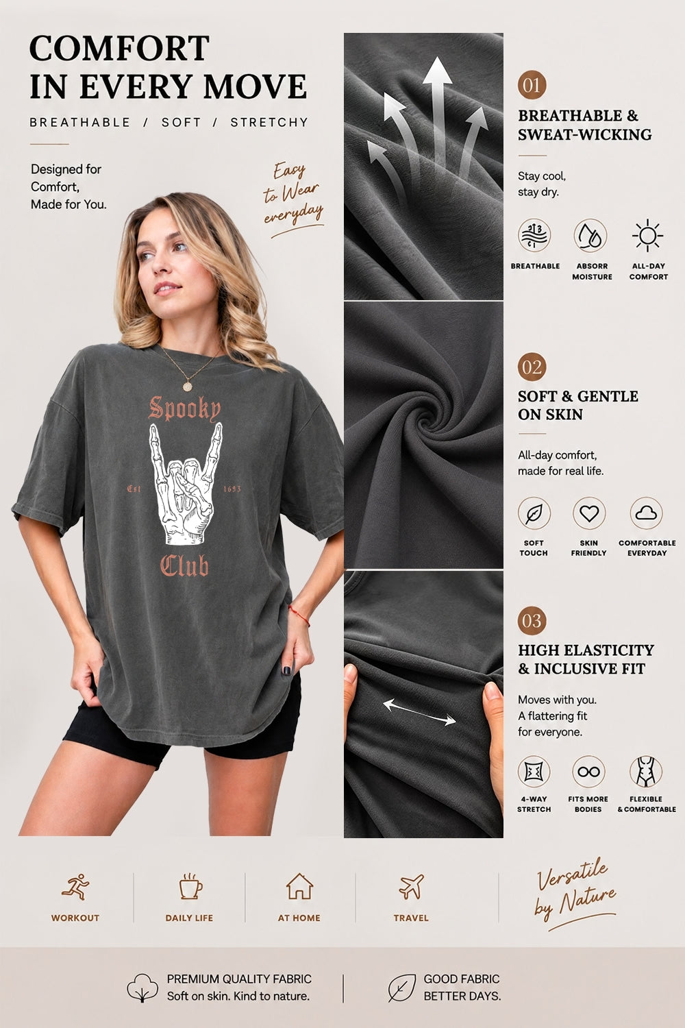 Spooky club rock skeleton tee