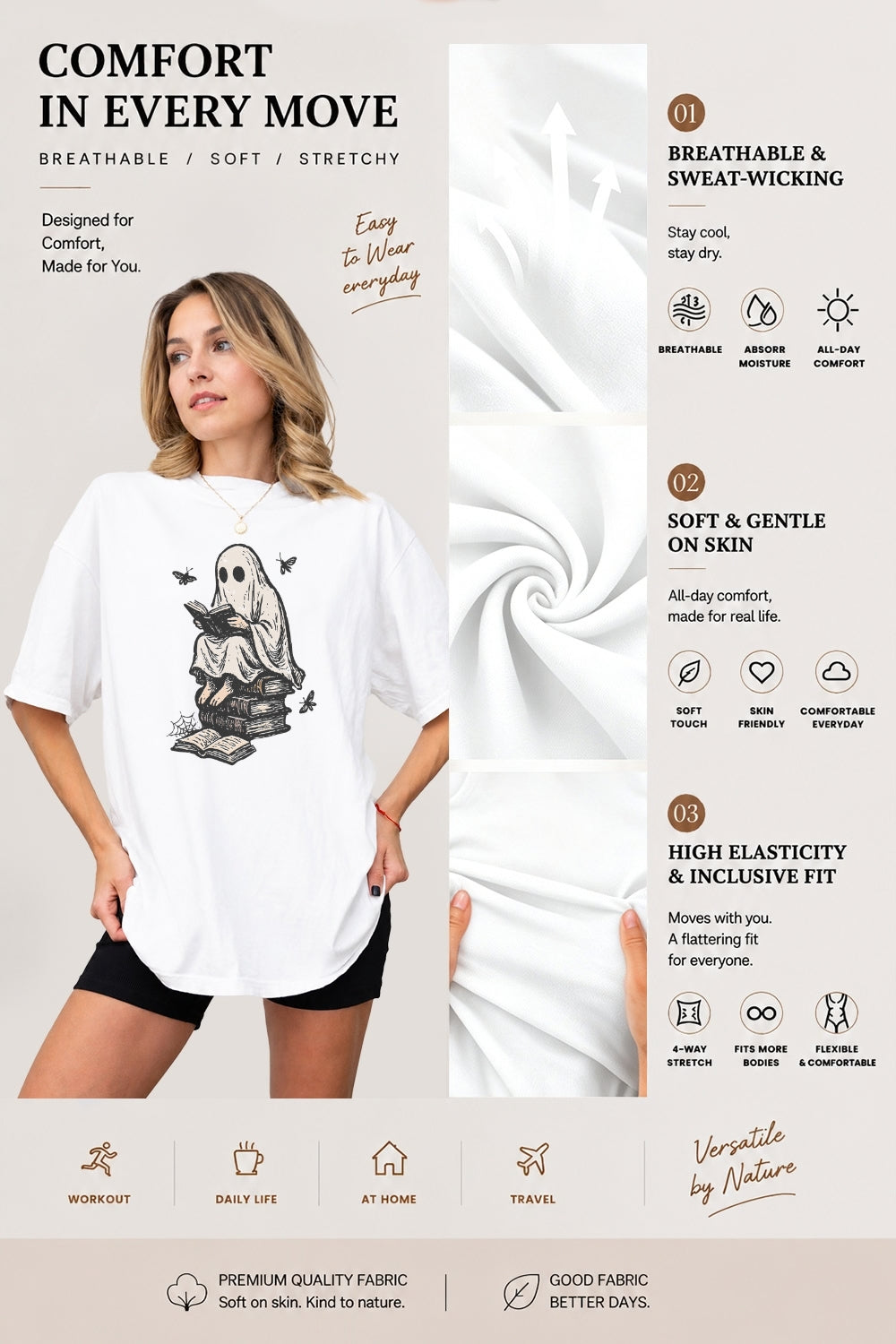 Spooky ghost reading tee