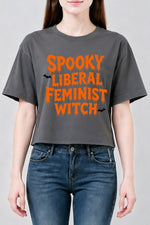 Spooky liberal feminist witch crop top