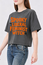 Spooky liberal feminist witch crop top