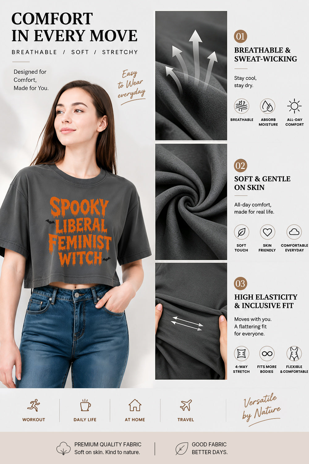 Spooky liberal feminist witch crop top
