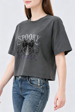 Spooky mama bow crop top