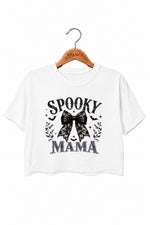 Spooky mama bow crop top