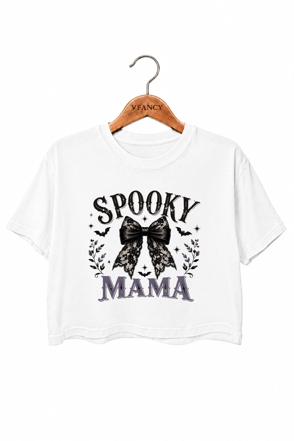 Spooky mama bow crop top