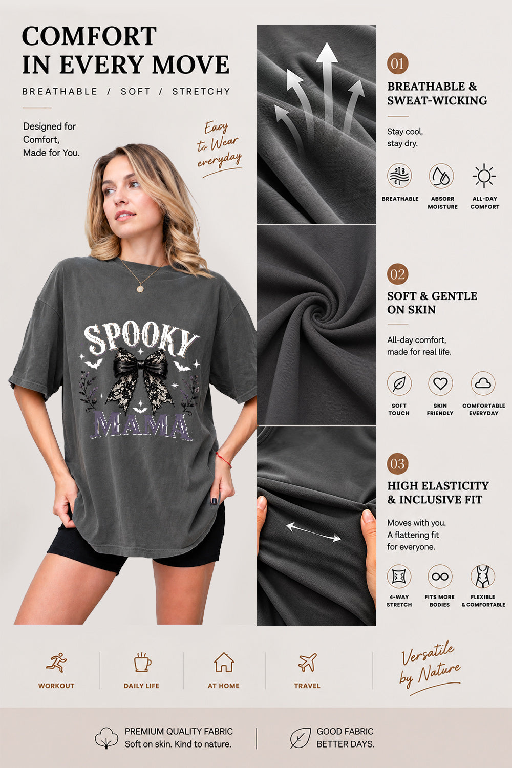 Spooky mama bow tee
