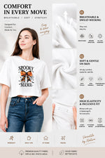 Spooky mama halloween bow crop top