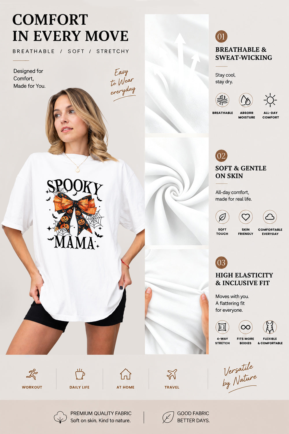 Spooky mama halloween bow tee