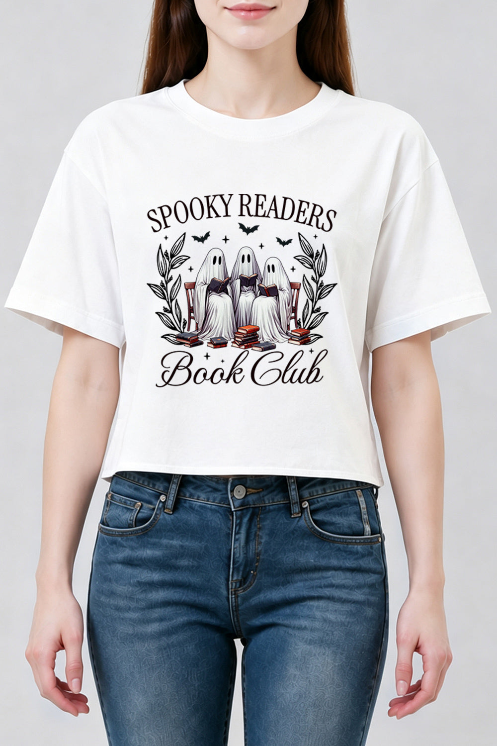 Spooky readers book club crop top