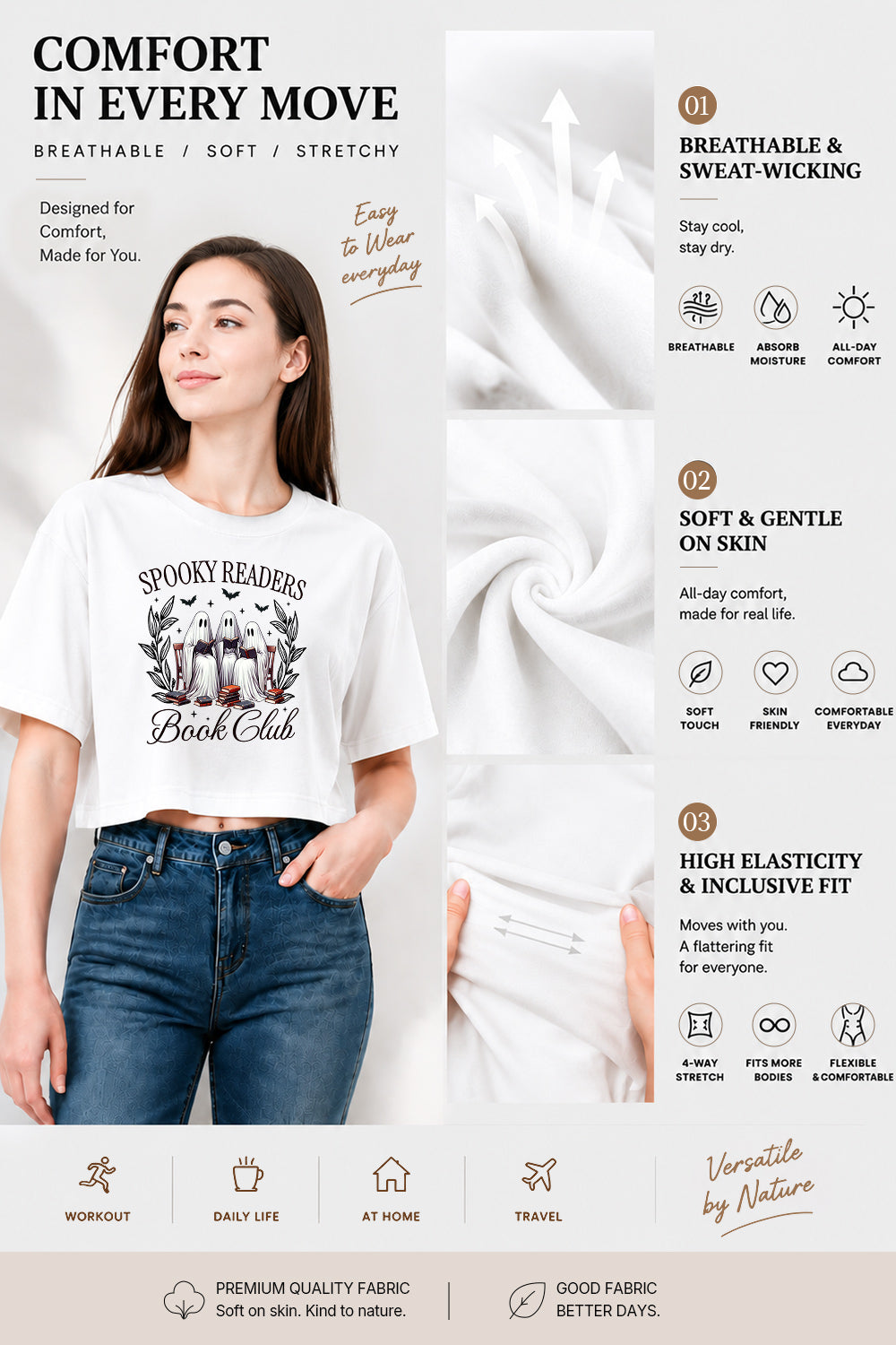 Spooky readers book club crop top