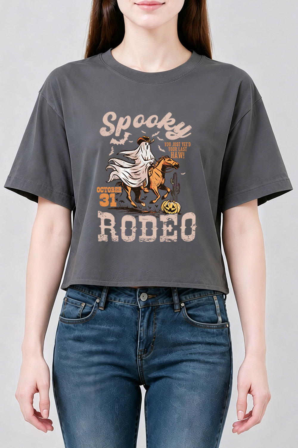Spooky rodeo cowboy crop top