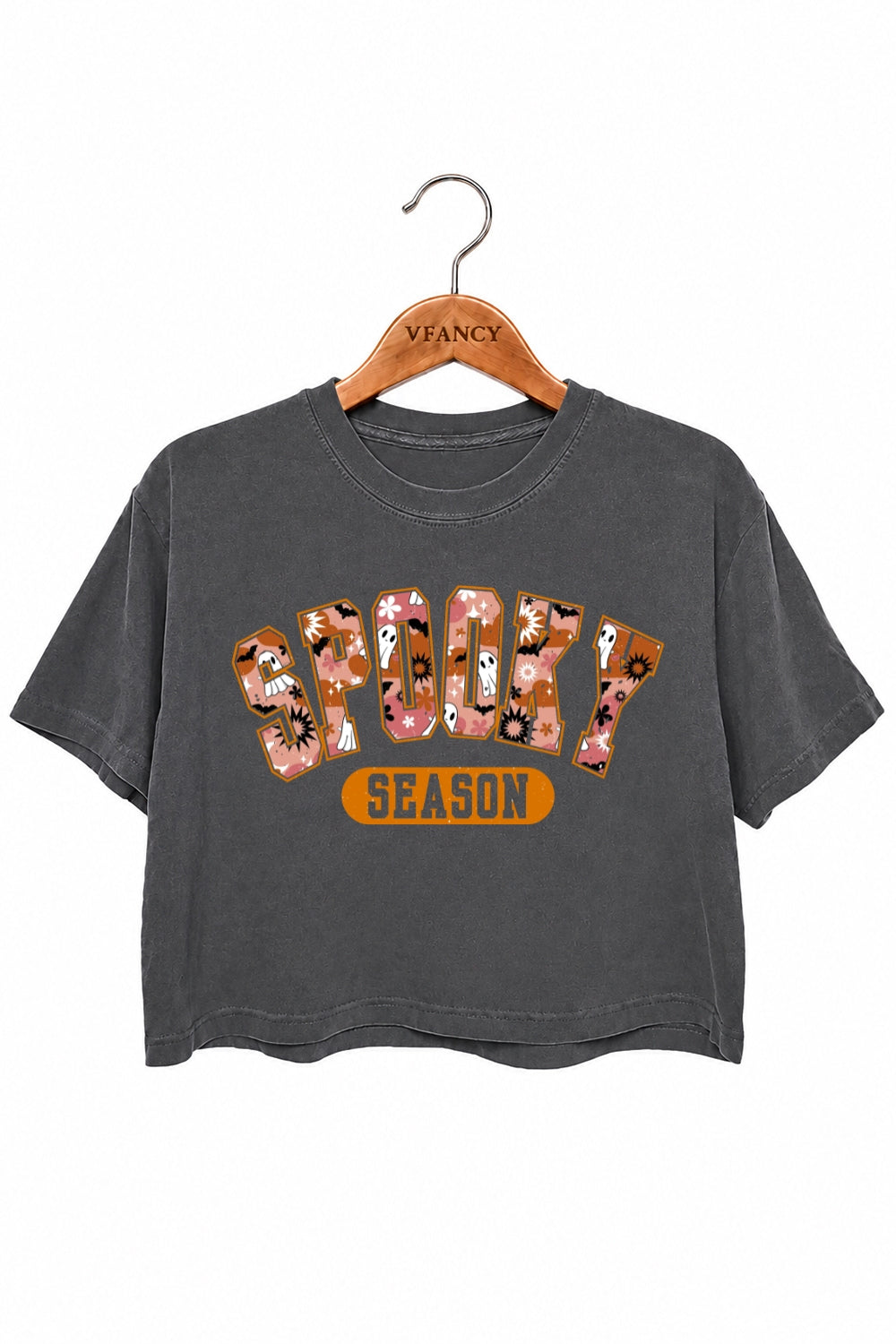 Spooky season floral ghost crop top