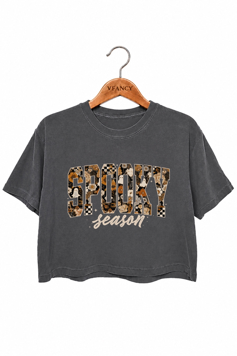 Spooky season floral letters crop top