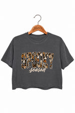 Spooky season floral letters crop top