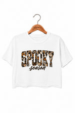 Spooky season floral letters crop top