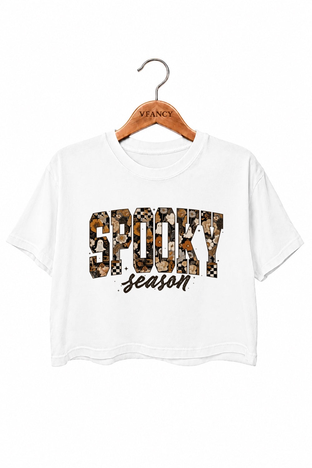 Spooky season floral letters crop top