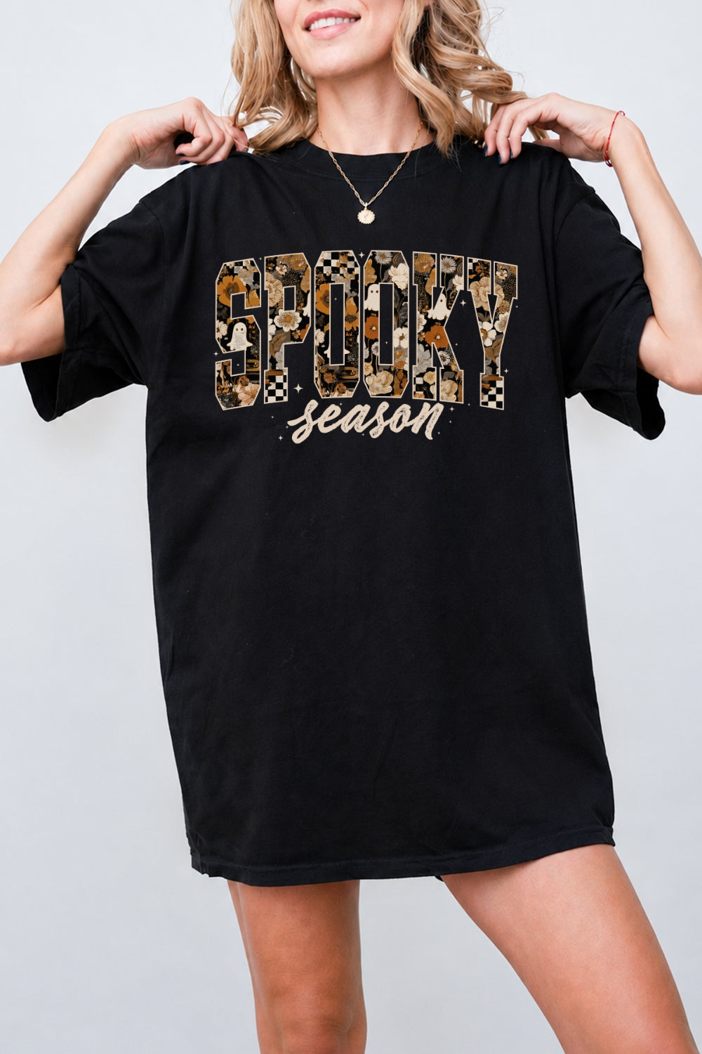 Spooky season floral letters tee