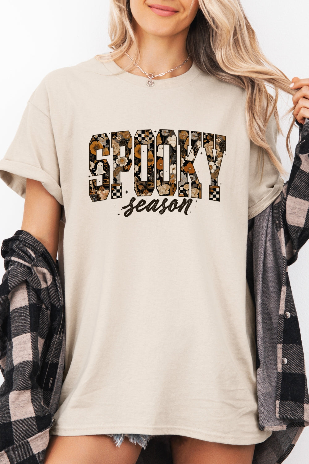 Spooky season floral letters tee